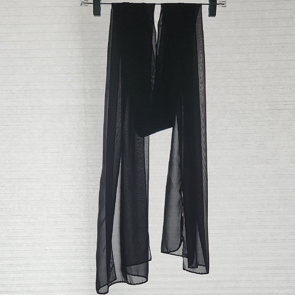 Black Beaded Sheer Scarf Wrap - Women Accessories